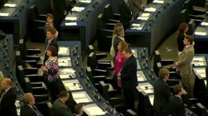 UKIP MEPs turning their backs during the execution of the 'Ode to Joy'. From www.bbc.com